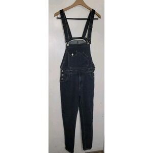 Denim Dark Wash Bib Overalls Womens Size L Pocket  Jean Cowgirl Western Farm
